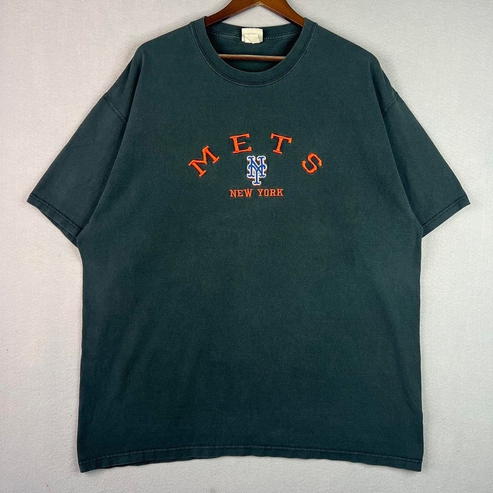Vintage New York Mets Embroidered Black Lee Sport Tee Shirt